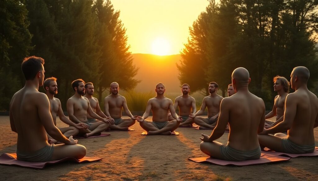 L’influence positive du collectif masculin sur le bien-être mental en yoga nu L’influence positive du collectif masculin sur le bien-être mental en yoga nu