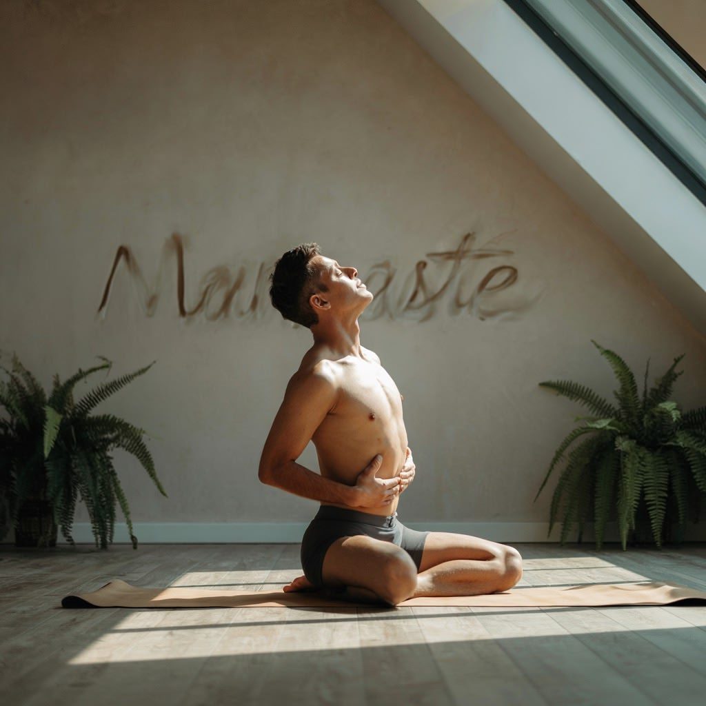 Découvrir la pleine conscience par le mouvement libre en yoga naturiste masculin Découvrir la pleine conscience par le mouvement libre en yoga naturiste masculin